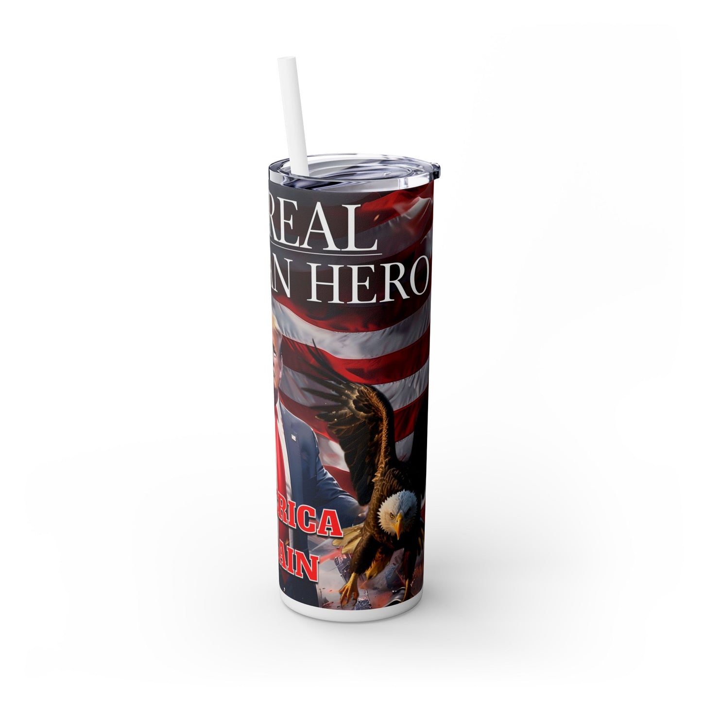 President Donald J. Trump American Hero Skinny Tumbler with Straw, 20oz