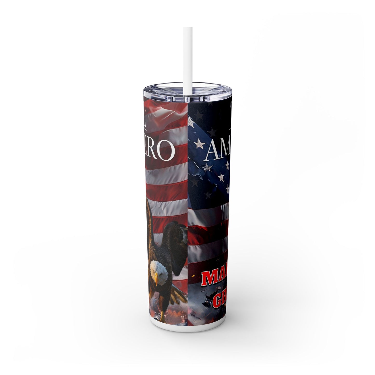 President Donald J. Trump American Hero Skinny Tumbler with Straw, 20oz