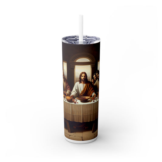 The last Supper Skinny Tumbler with Straw, 20oz